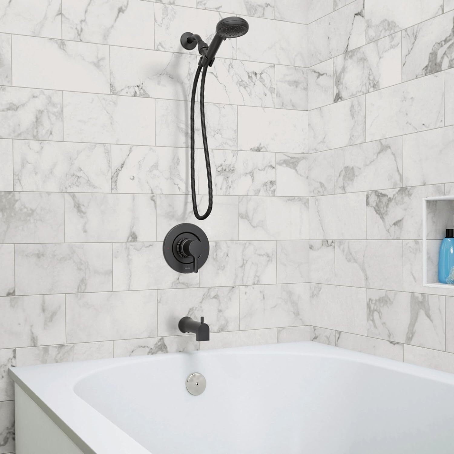 MOEN 82775BL Posi-Temp Tub / Shower Faucet Matte Black With Handshower & Valve