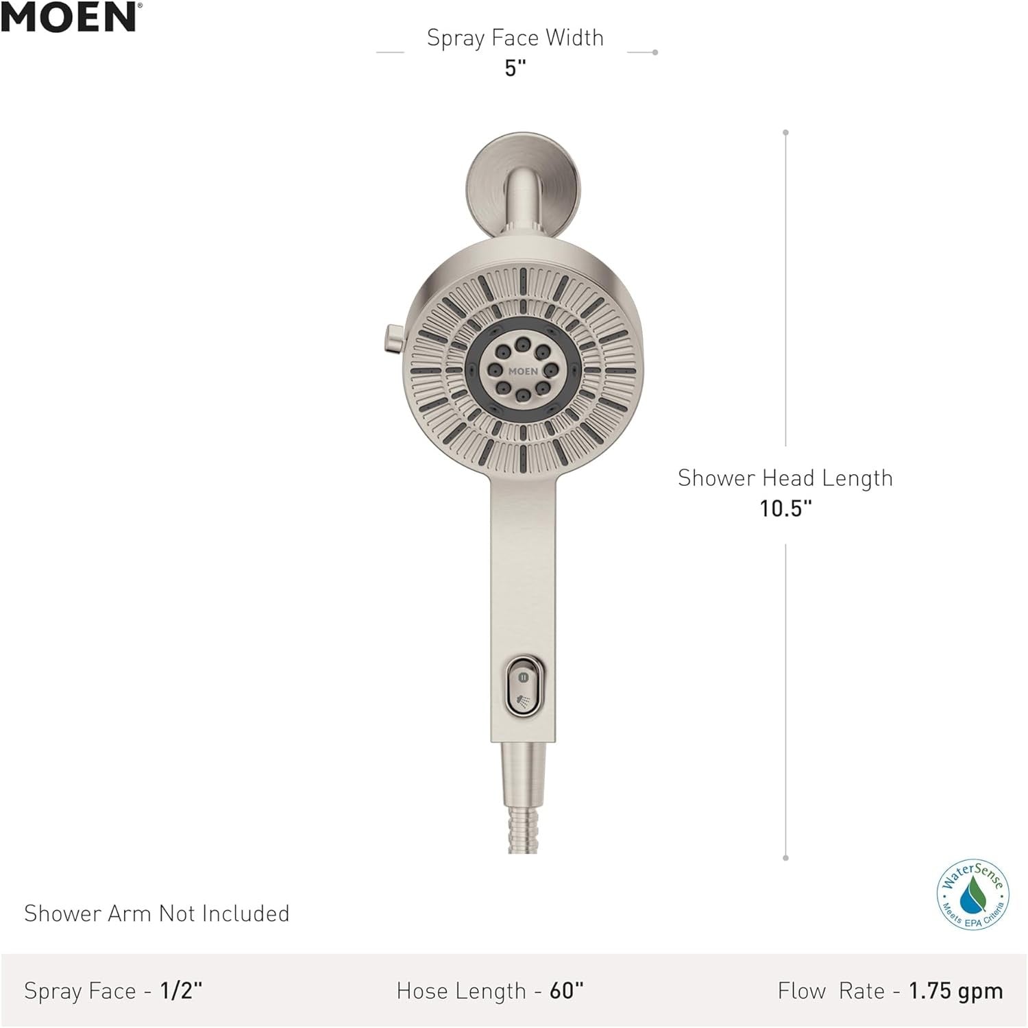 Moen Water Saving Handheld Shower Head Magnetic Docking -Matte Black 230H2EPBL