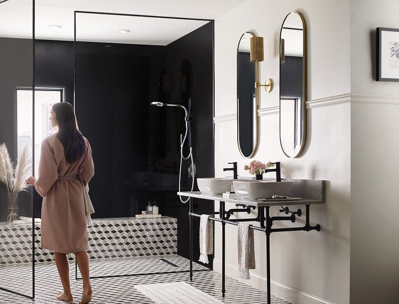 Moen N207C0BLC Nebia 8 in. 2-Function Spa Shower Head - Matte Black & Chrome