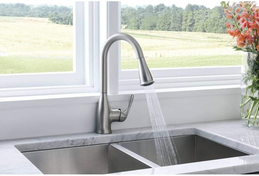 Moen 87966SRS Kaden Spot Resist Stainless One-Handle Pulldown Kitchen Faucet