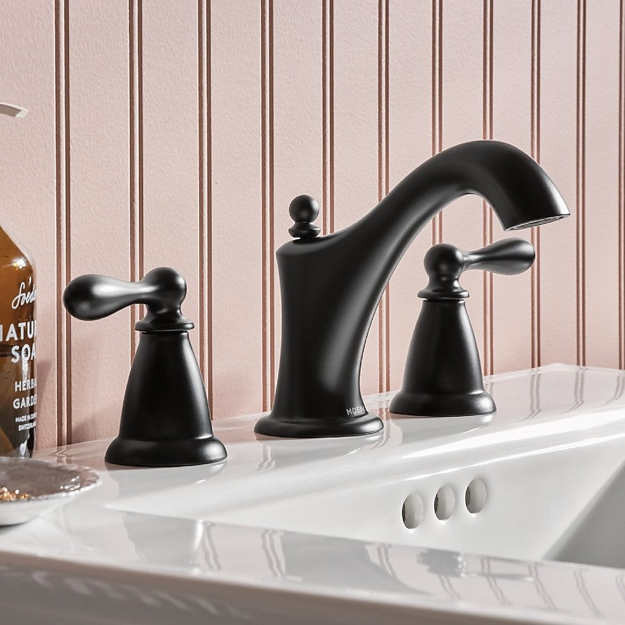 Moen WS84440BL Caldwell Two-Handle Widespread Bathroom Faucet - Matte Black