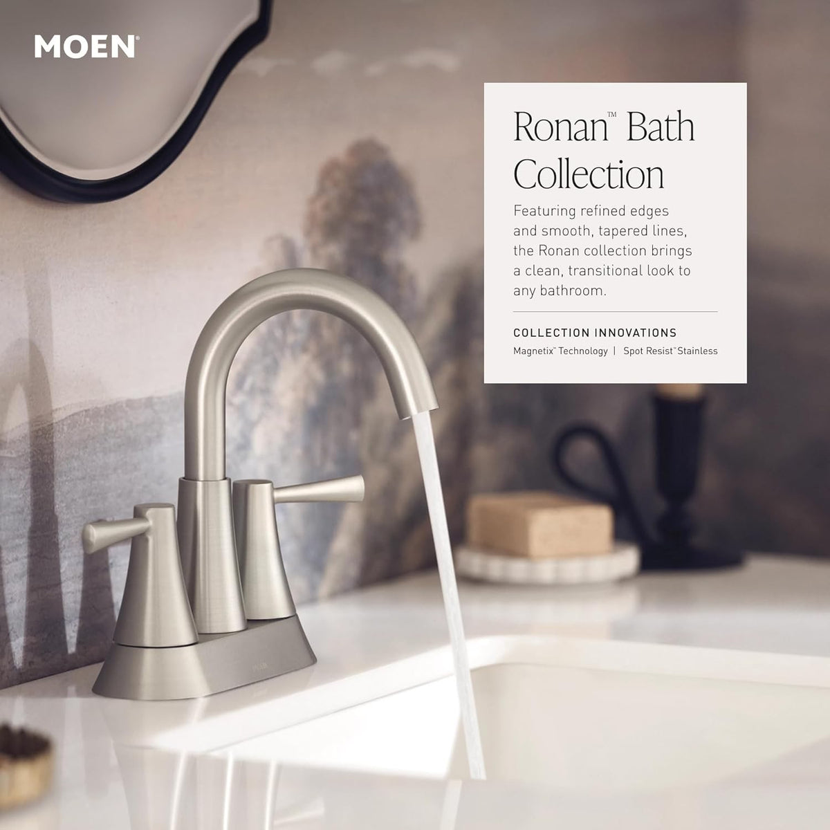 MOEN Ronan 84022 2-Handle 4" Centerset Modern Bathroom Faucet - Chrome
