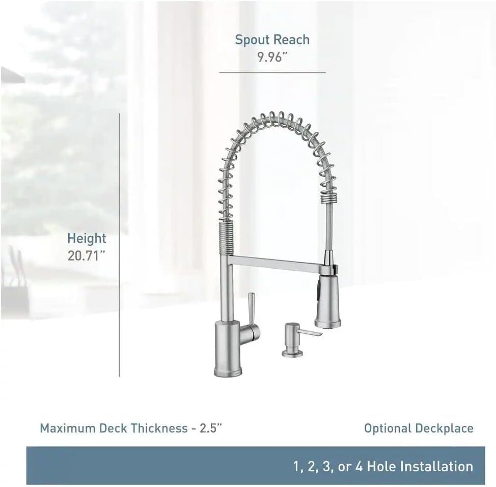 MOEN 87194SRS Indi Single-Handle Spring Pulldown Sprayer Soap Disp. Stainless
