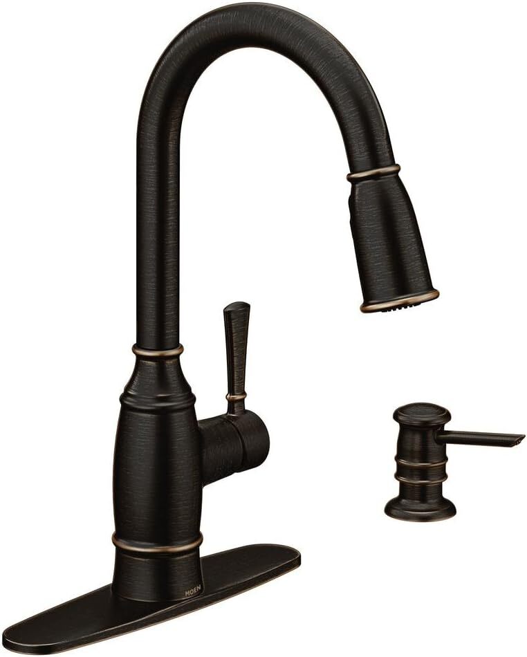 MOEN 87791BRB Noell Pull-Down Sprayer Kitchen Faucet Mediterranean Bronze