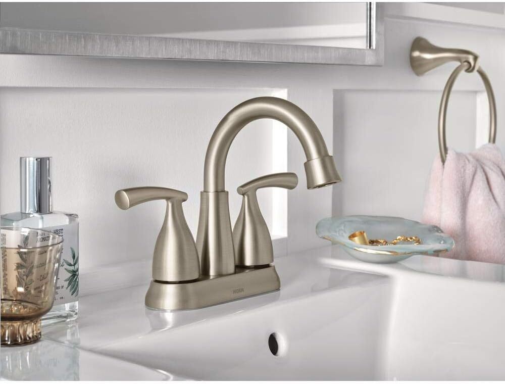 Moen 84128SRN Essie  Brushed Nickel Two-Handle Centerset Bathroom Faucet