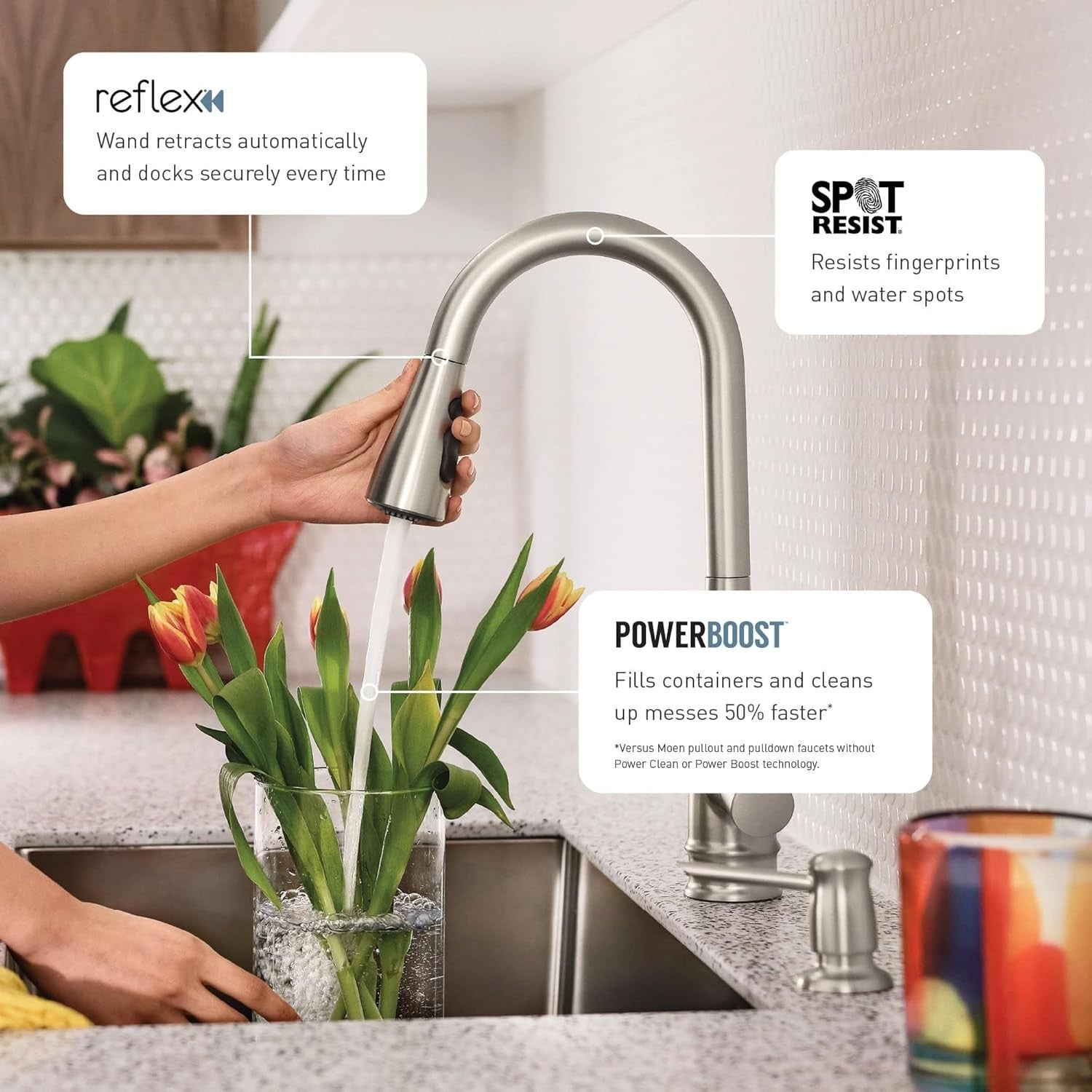Moen 7185SRS Brantford 1-Handle Pulldown Spray Kitchen Faucet - Spot Resist