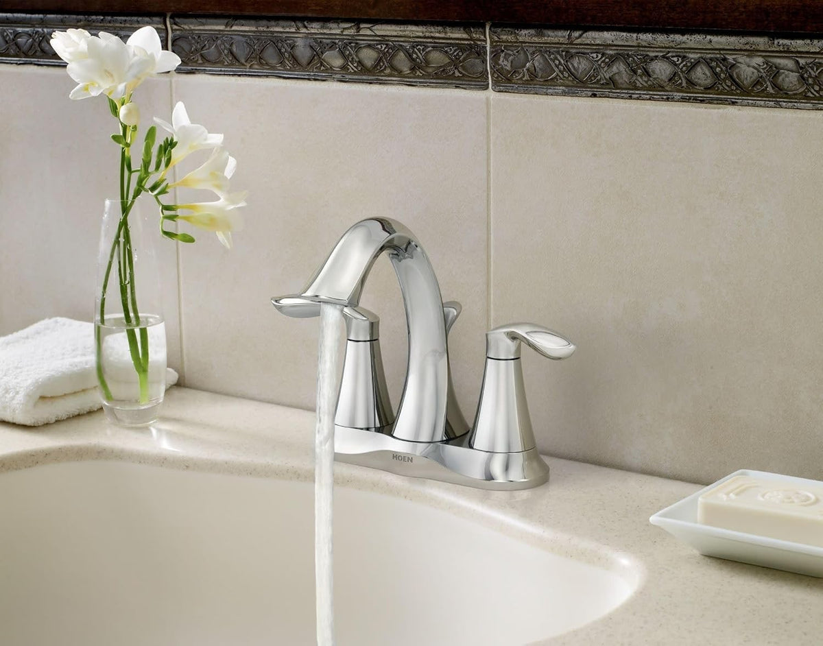 Moen Eva 6410 Two Handle High Arc Centerset Bathroom Faucet 1.2 GPM - Chrome