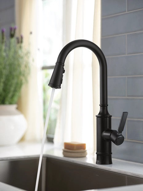 Moen 87679BL Gilden 1-Handle High Arc Pull-Down Kitchen Faucet  - Matte Black