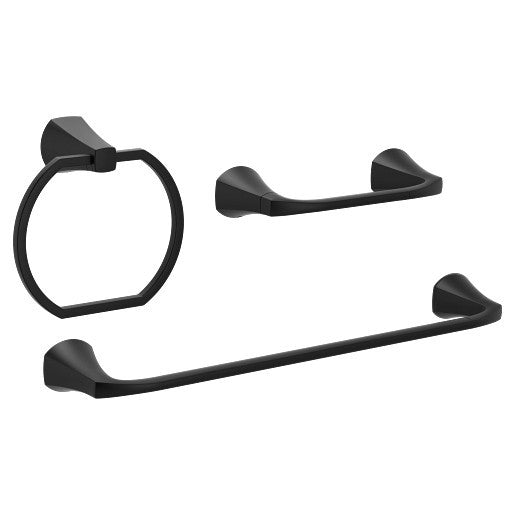 Moen Lindor MY8793BL Bathroom Set Towel Bar & Ring Paper Holder - Matte Black