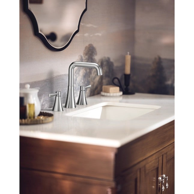 MOEN Ronan 84026 2-Handle 4" High Arc Modern Bathroom Sink Faucet - Chrome