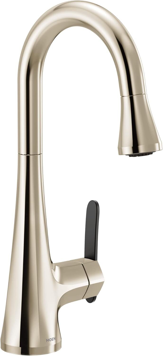 Moen S6235NL Sinema One-Handle High Arc Faucet Pulldown Bar Polished Nickel