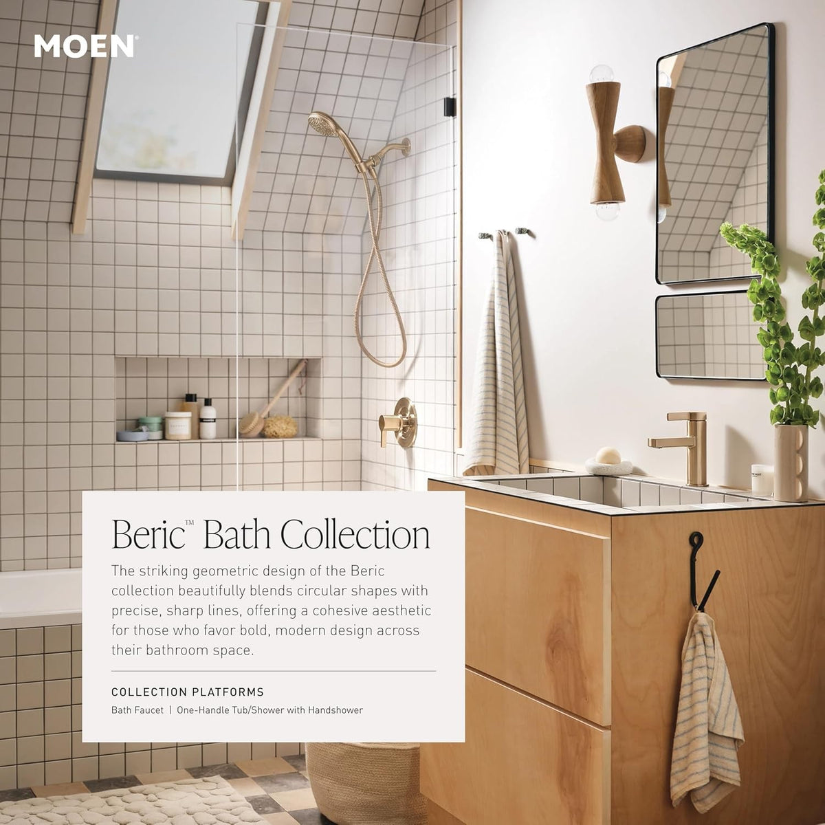 MOEN 82775BZG Beric 1-Handle 5-Spray Tub Shower Faucet 1.75 GPM - Bronzed Gold