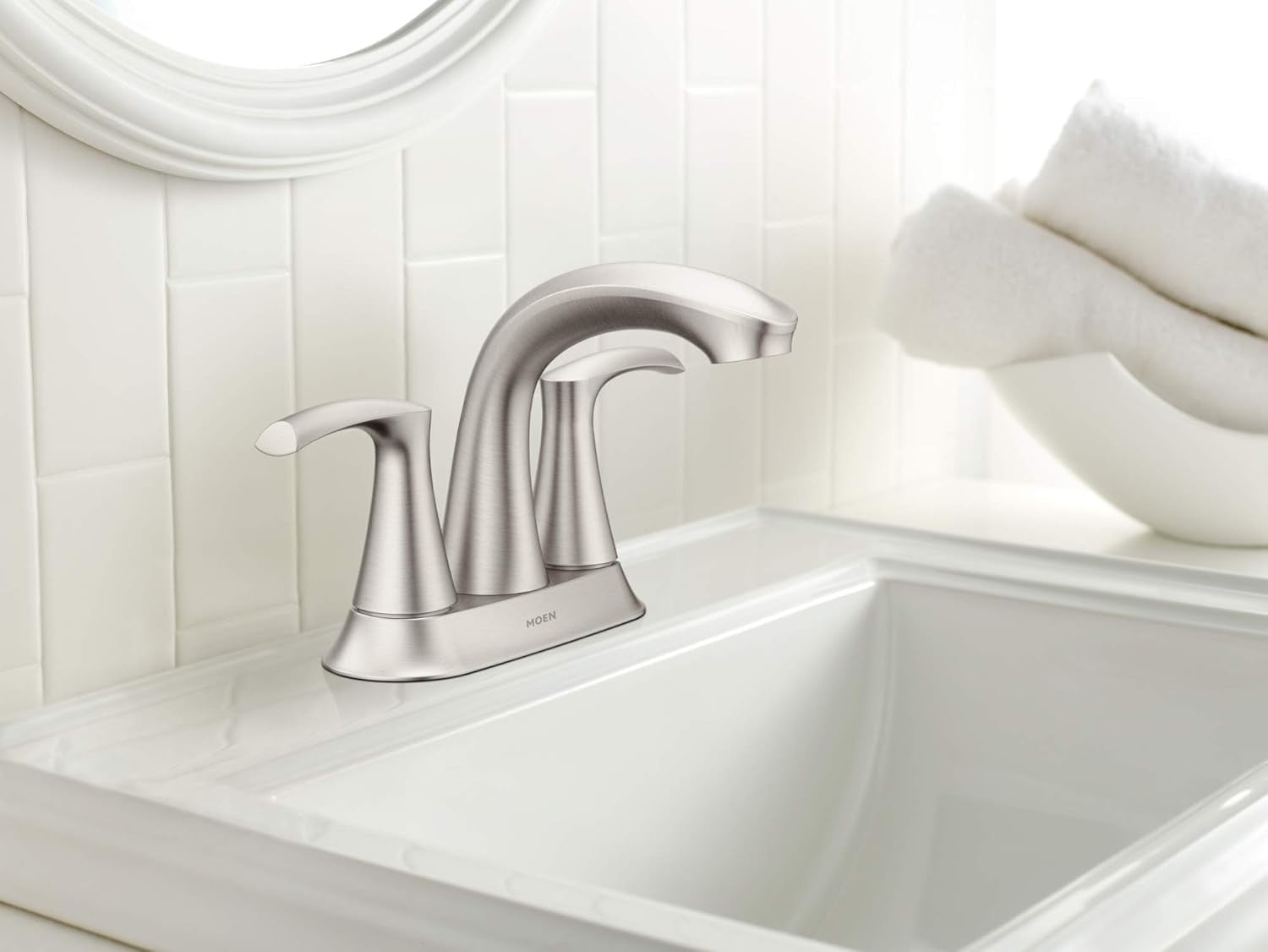 Moen 84137SRN Graeden 2-Handle Bathroom Faucet w/ Push Down Drain Brushed Nickel
