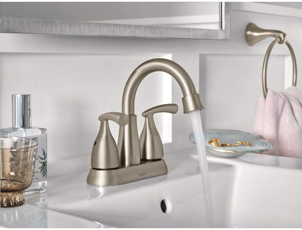 Moen 84128SRN Essie  Brushed Nickel Two-Handle Centerset Bathroom Faucet