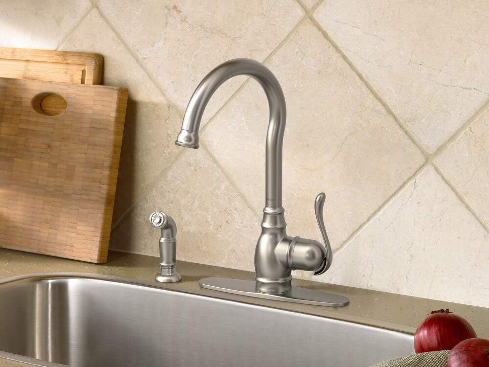 Moen 87650SRS Spot Resist Stainless Anabelle Kitchen Faucet with Side Spray