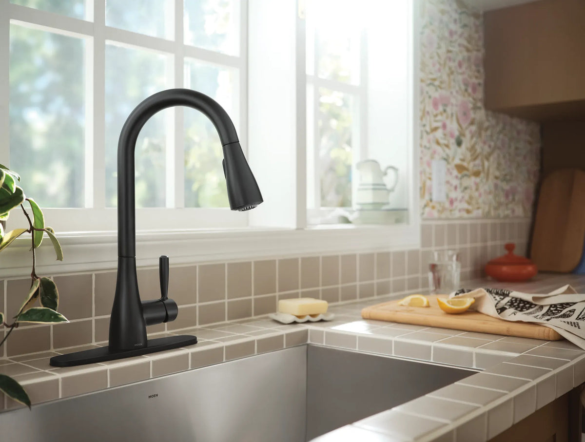 Moen 87260BL Doherty 1-Handle High Arc Pull-Down Kitchen Faucet - Matte Black