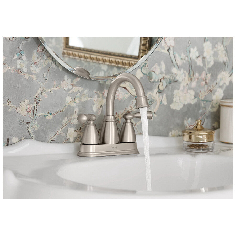 Moen 84943SRN Spot Resist Brushed Nickel Centerset Double Handle Bathroom Faucet