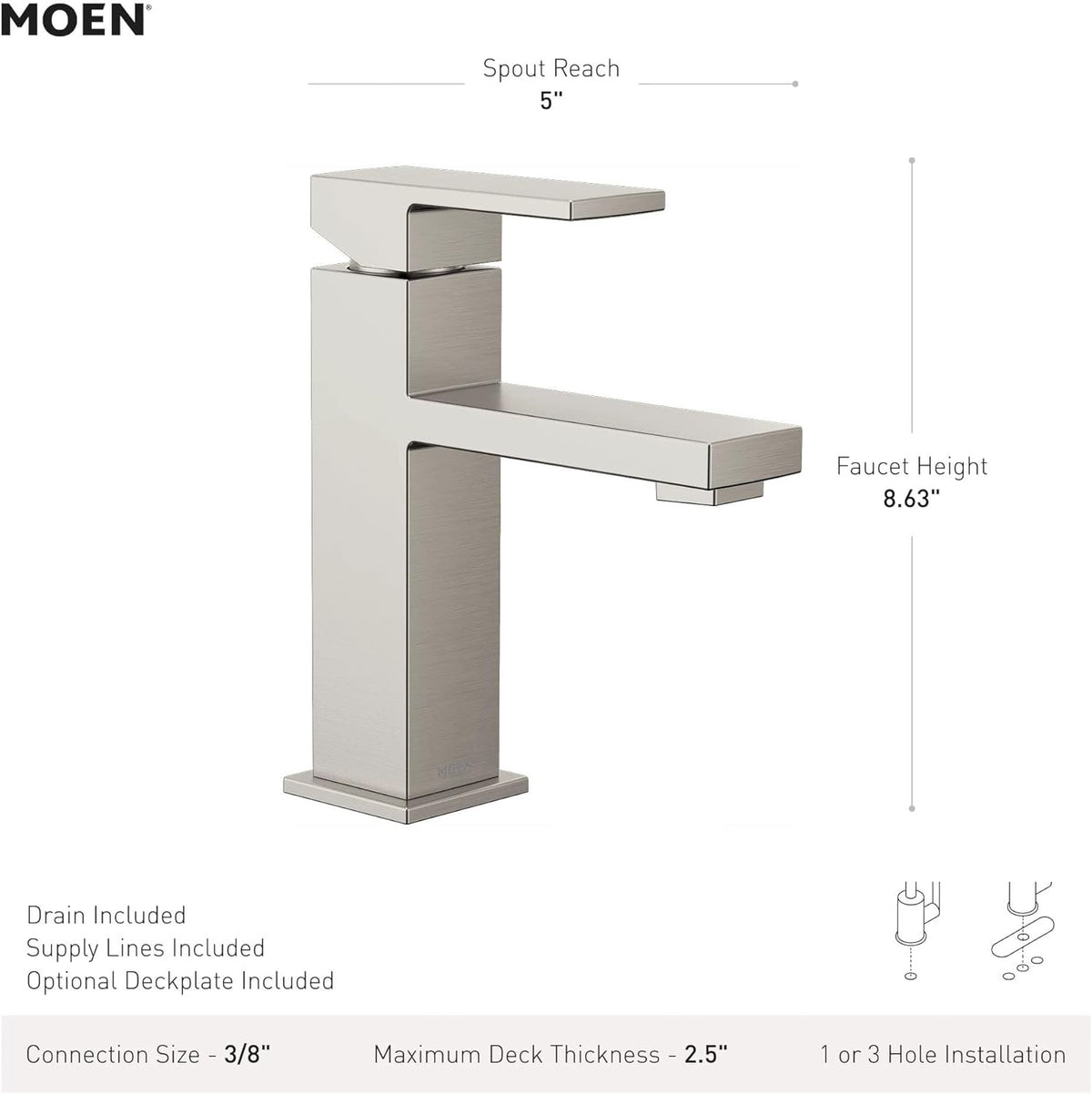 MOEN 84771BL Revyl Single Hole Single Handle Bathroom Faucet - Matte Black
