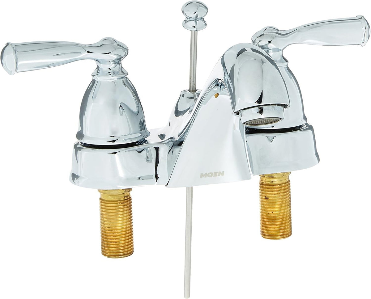 Moen WS84912 Banbury 4” Centerset 2-Handle Low-Arc Bathroom Faucet - Chrome