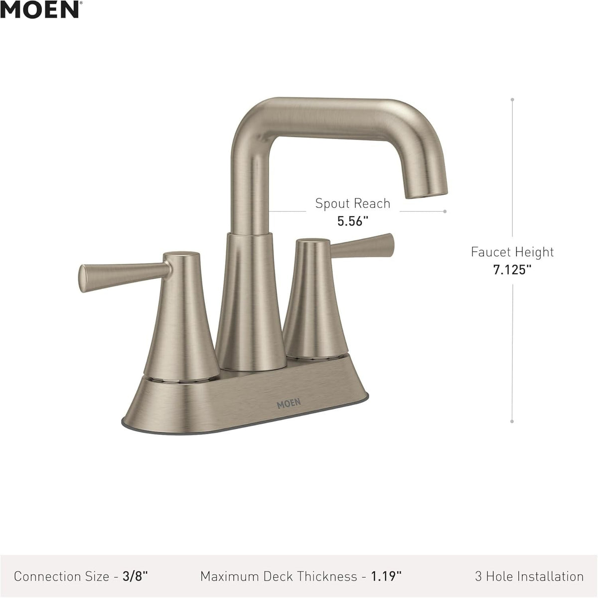MOEN Ronan 84025BL 2-Handle 4" Modern Bathroom Sink Faucet - Matte Black