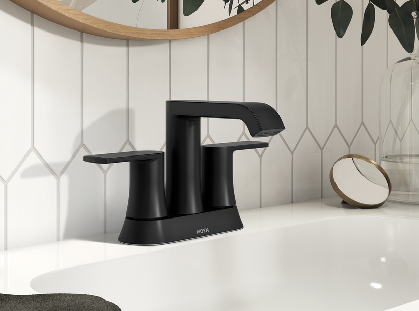 MOEN 84764BL Genta 4 in. Centerset Two-Handle Bathroom Faucet - Matte Black