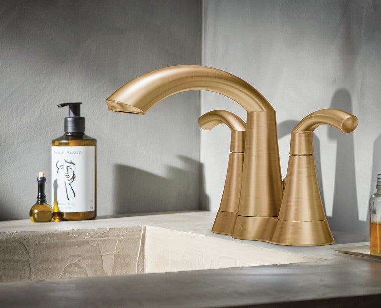 Moen 6172BZG Glyde Two Handle Centerset Bathroom Sink Faucet - Bronzed Gold
