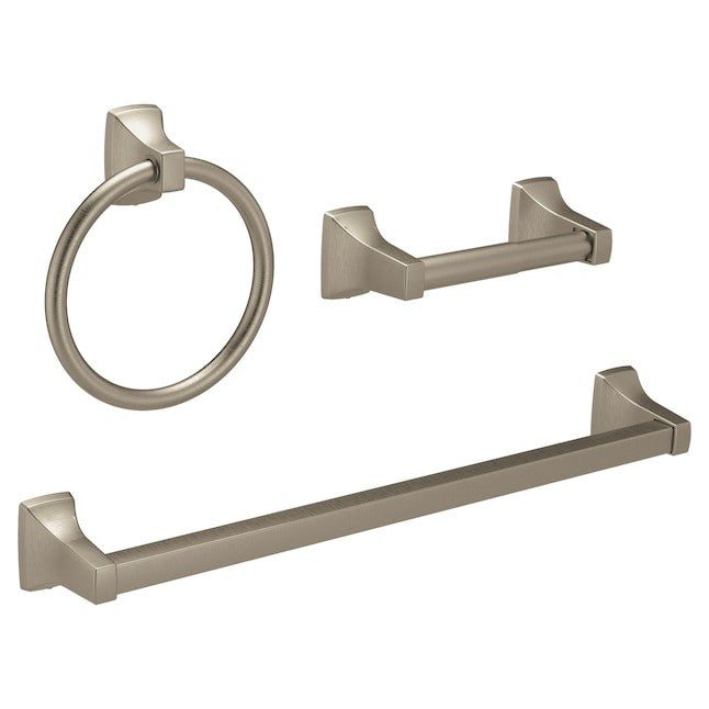 MOEN YB0193BN Adler 3-Piece Set 18" Towel Bar & Ring Paper Hold Brushed Nickel
