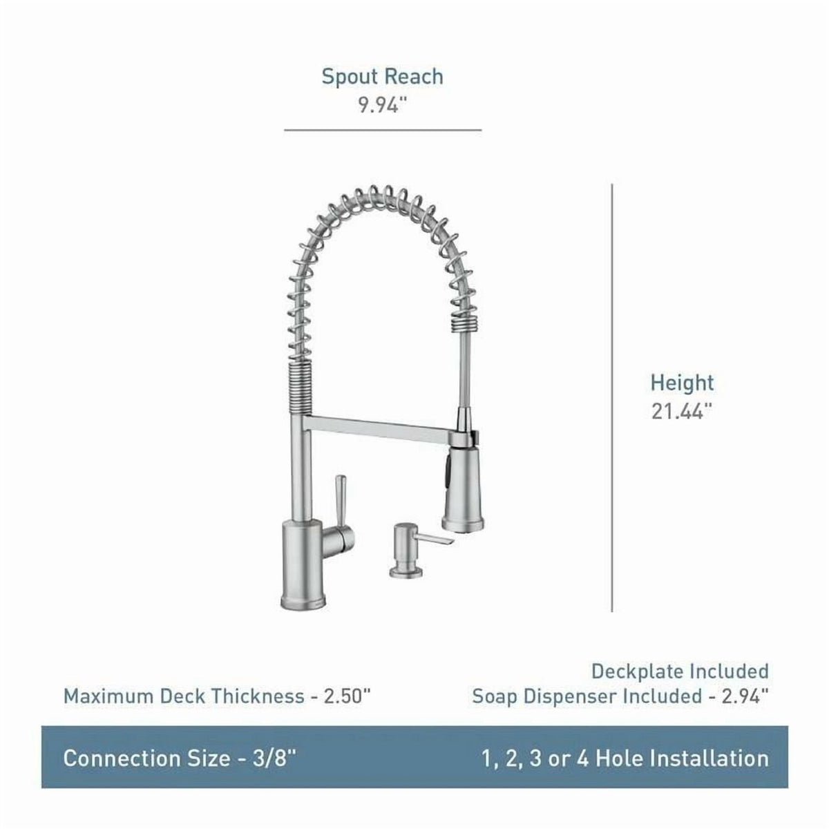 MOEN 87194BL Indi Single-Handle Pulldown Sprayer Kitchen Faucet - Matte Black