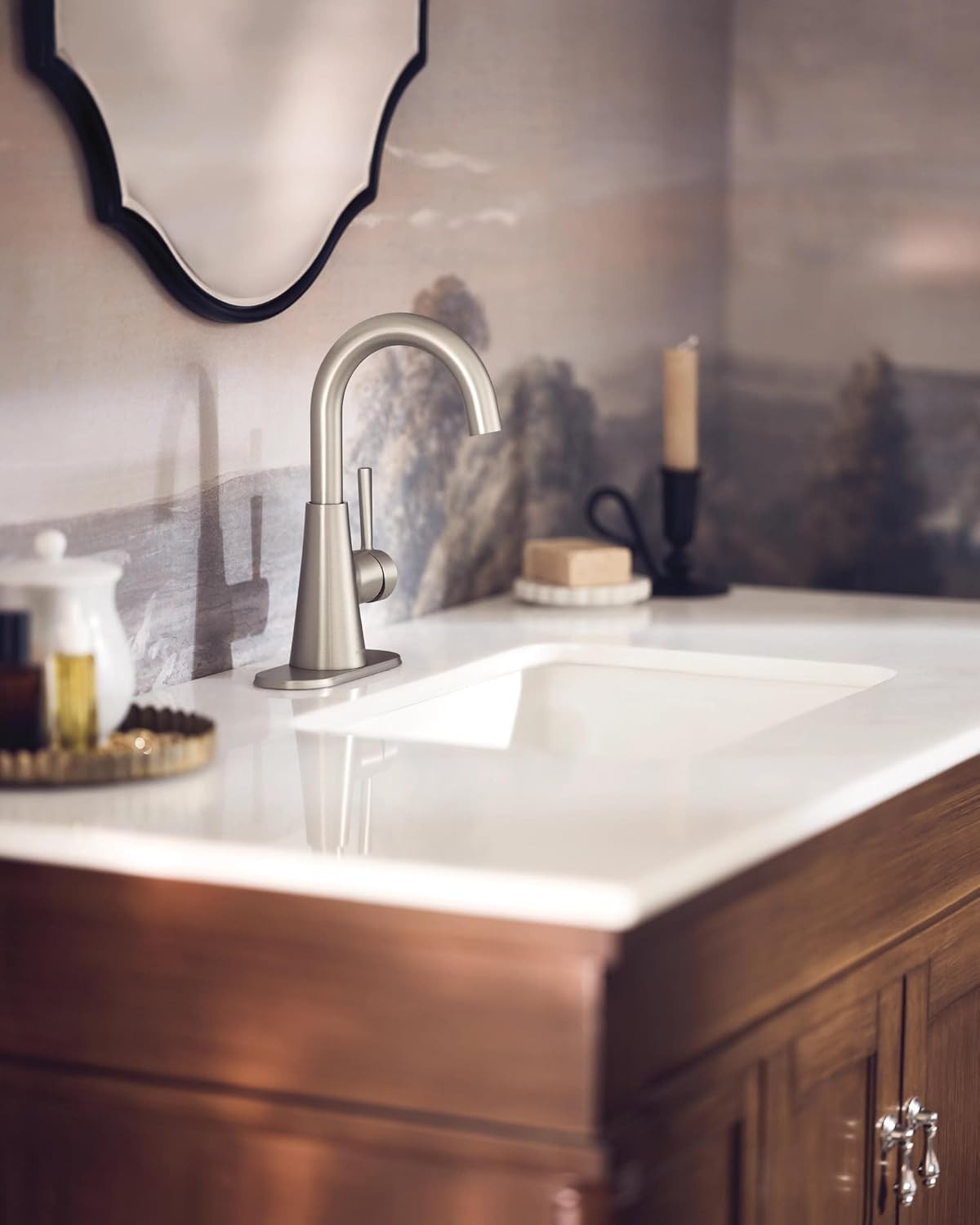 Moen 84021SRN Ronan 1-Handle Bathroom Sink Faucet - Spot Resist Brushed Nickel