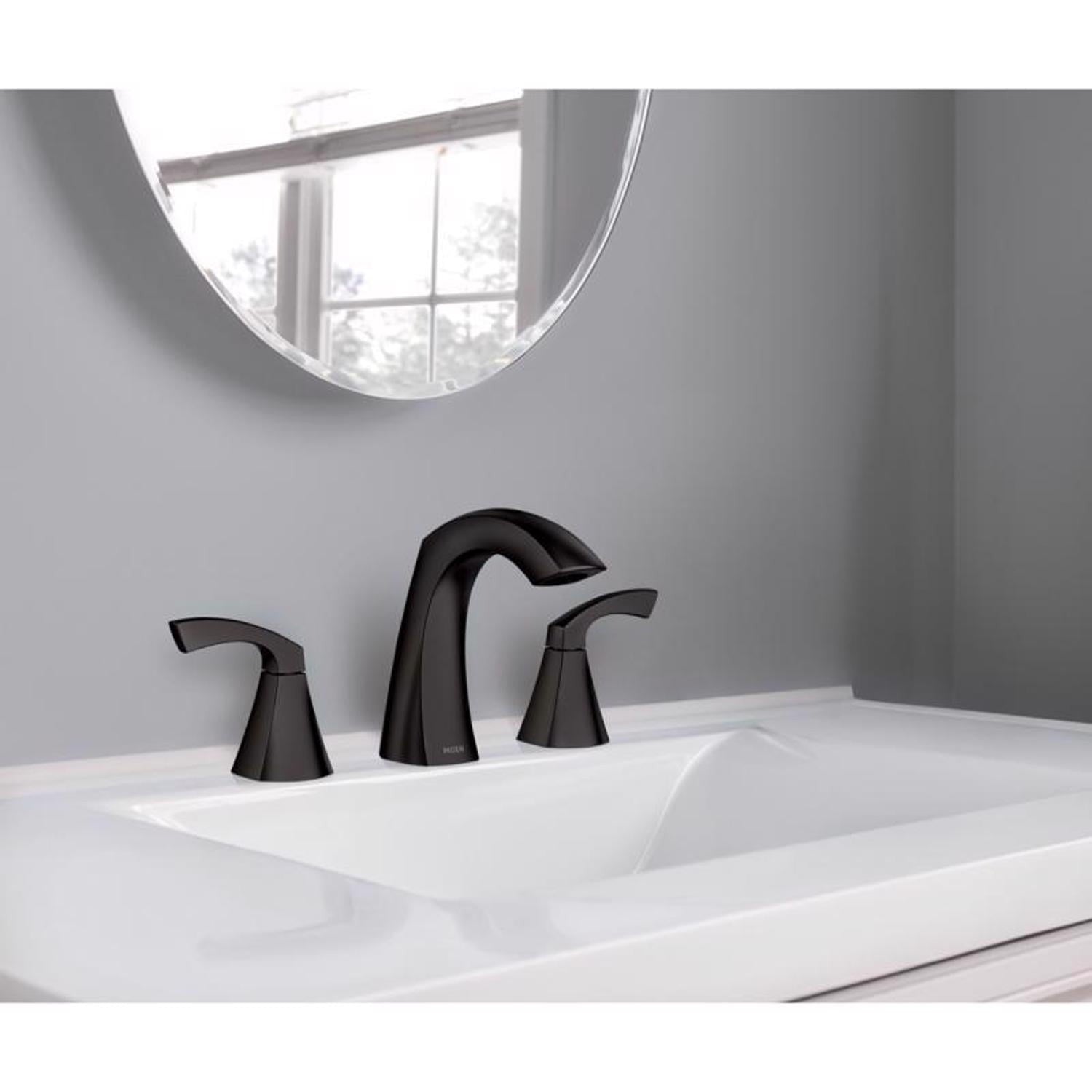 Moen 84504BL Matte Black Lindor 2-Handle High Arc Widespread Bathroom Faucet