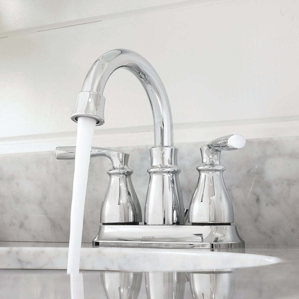 MOEN 84537 HILLIARD POLISHED CHROME 2-HANDLE HIGH ARC CENTERSET BATHROOM FAUCET