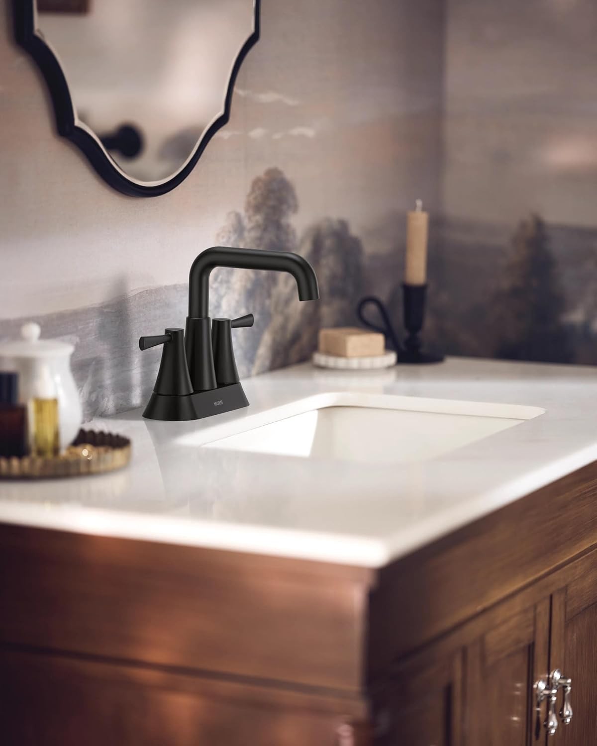 MOEN Ronan 84025BL 2-Handle 4" Modern Bathroom Sink Faucet - Matte Black