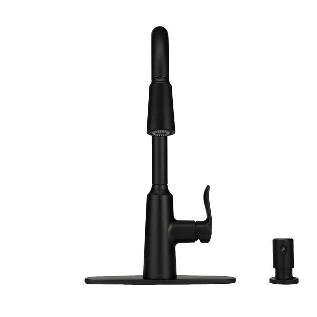 MOEN 87028BL Edwyn Single Handle Pull-Down Handle Kitchen Faucet - Matte Black