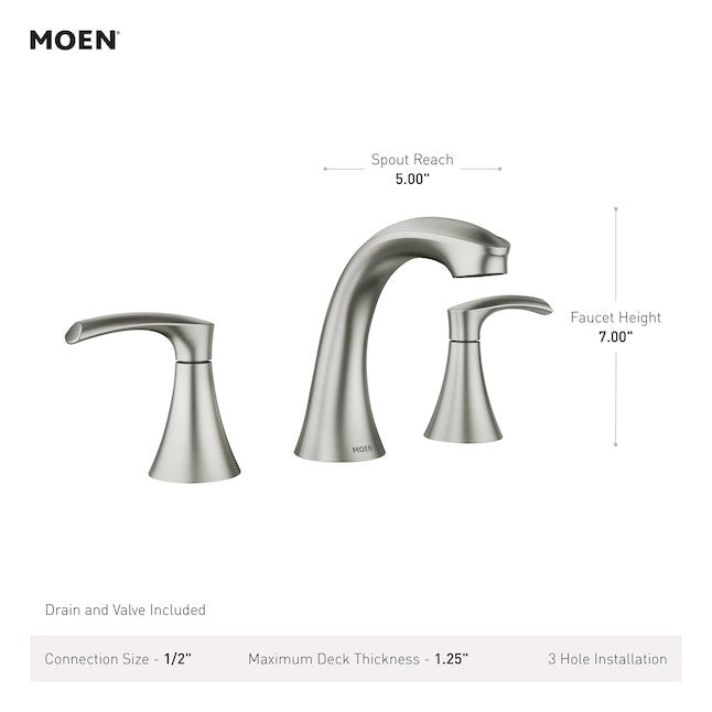 Moen 84138SRN Graeden 2-Handle Widespread Bathroom Sink Faucet - Brushed Nickel