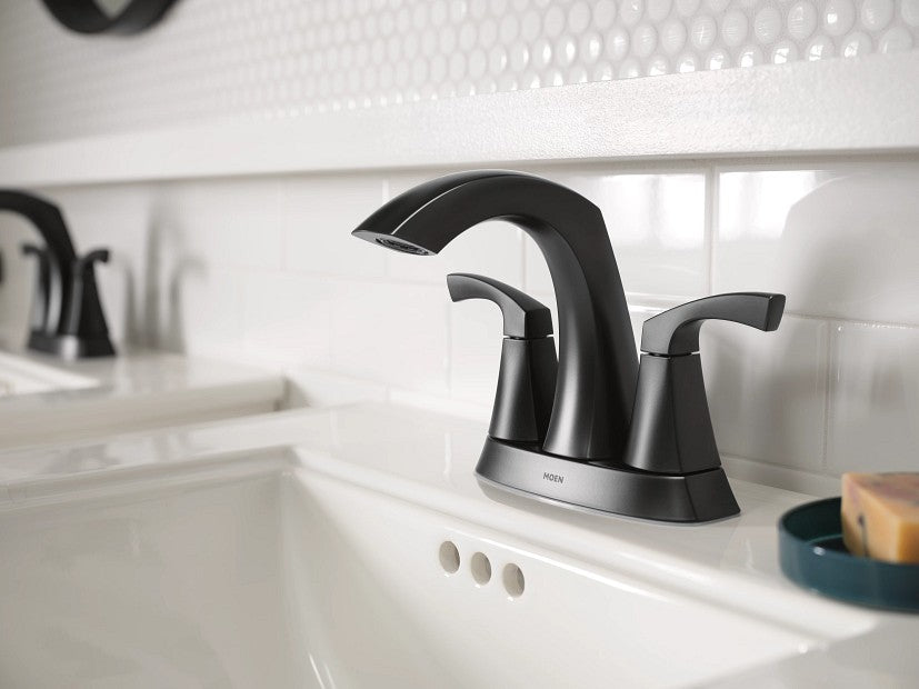Moen 84506BL Lindor Two Handle High Arc Bathroom Faucet Matte Black