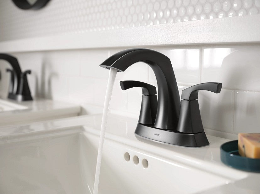 Moen 84506BL Lindor Two Handle High Arc Bathroom Faucet Matte Black