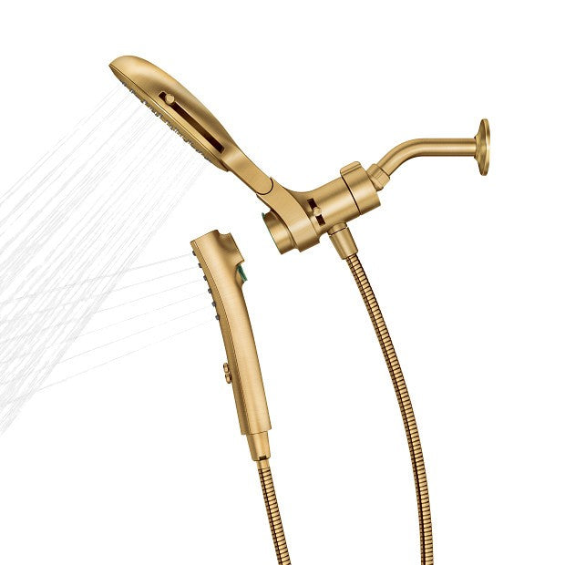 MOEN 220C3EPBG Verso 8-Spray Patterns 1.75 GPM 7" Dual Hand Shower Brushed Gold
