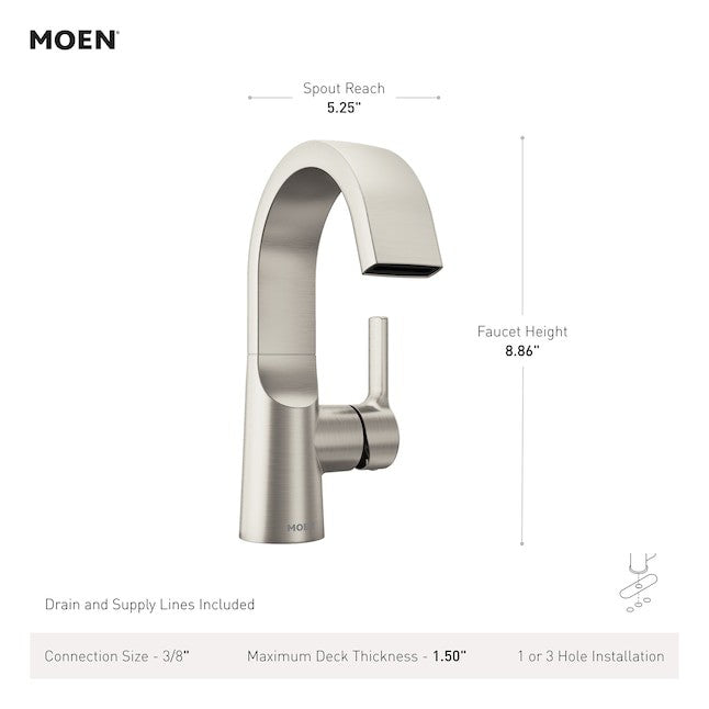 MOEN  84156SRN AVRI Single Handle Faucet - Spot Resist Brushed Nickel
