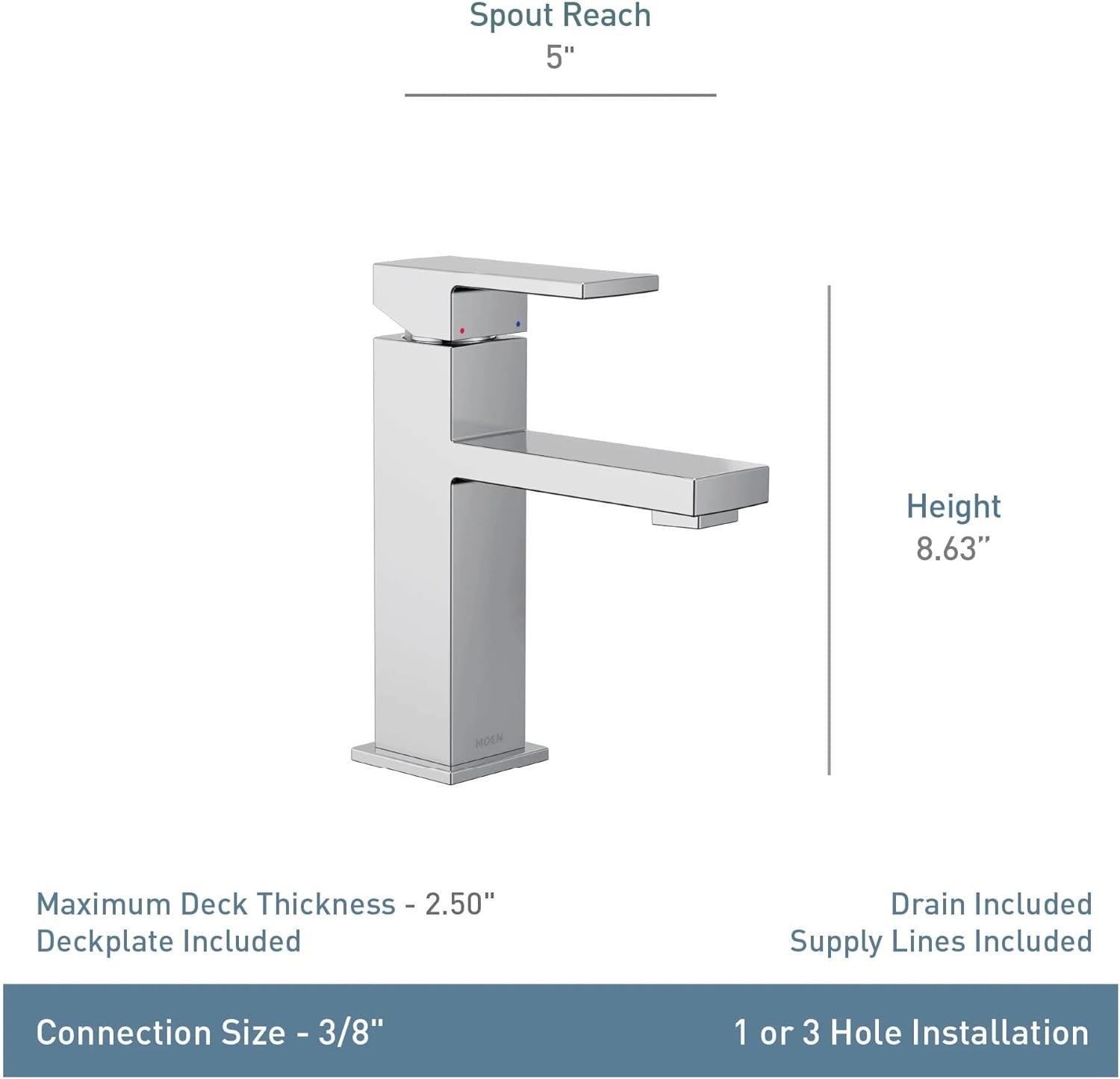 MOEN 84771 Revyl Single Hole Single Handle Bathroom Faucet in Chrome