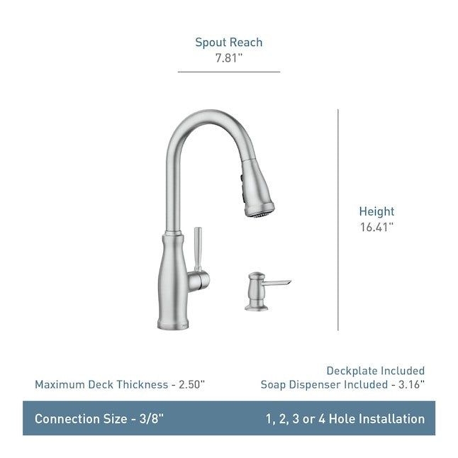 Moen 87161SRS Stableton Pull-Down Kitchen Faucet Sprayer - Spot Resist Stainless
