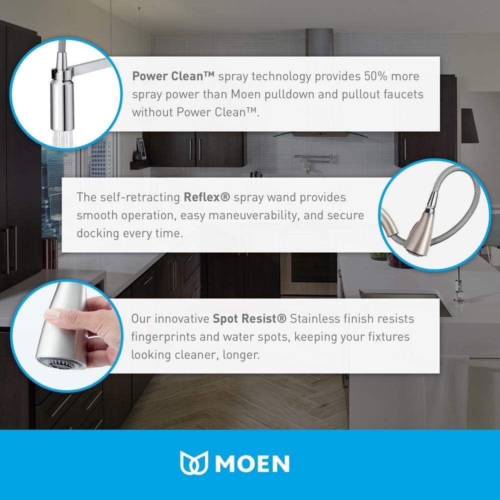 Moen 87966SRS Kaden Spot Resist Stainless One-Handle Pulldown Kitchen Faucet