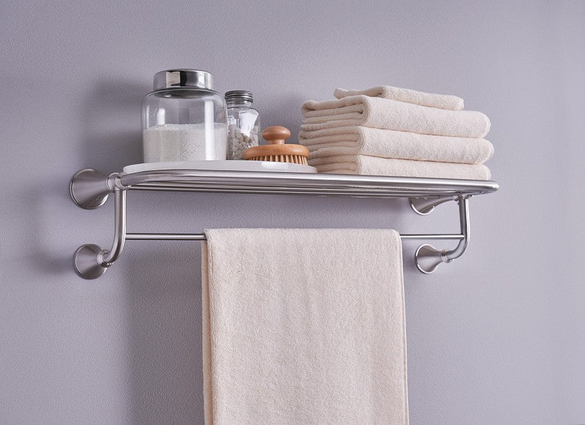 Moen BH5294BN 24" Hotel Towel Shelf Bathroom Rack - Brushed Nickel