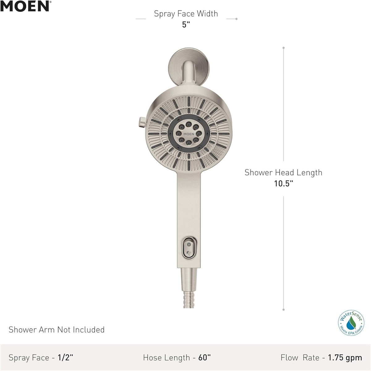 MOEN 230H2EP Verso Magnetix 5" Handheld Saves Hot Water 1.75 GPM - Chrome