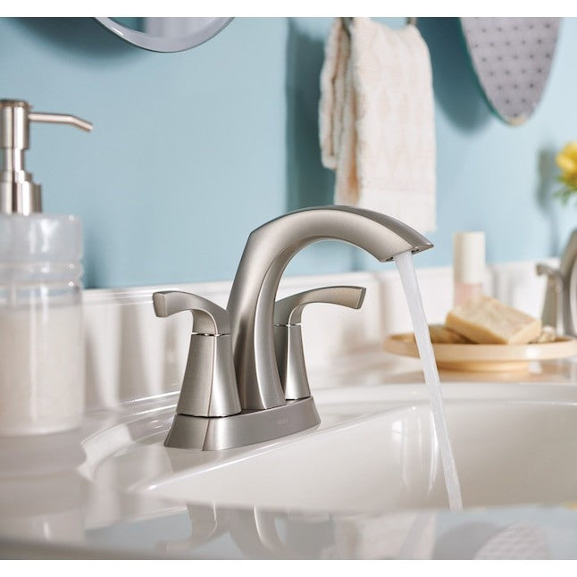 Moen 84506SRN Lindor Bathroom Faucet Spot Resist Nickel 2 Handle High Arc
