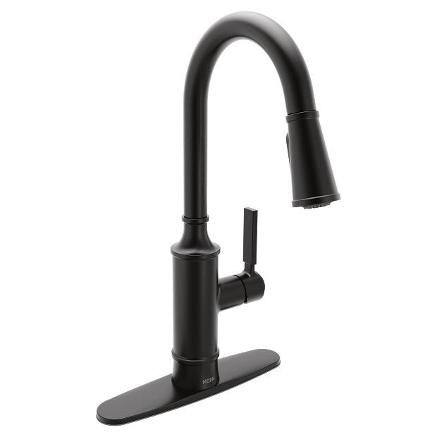 Moen 87679BL Gilden 1-Handle High Arc Pull-Down Kitchen Faucet  - Matte Black
