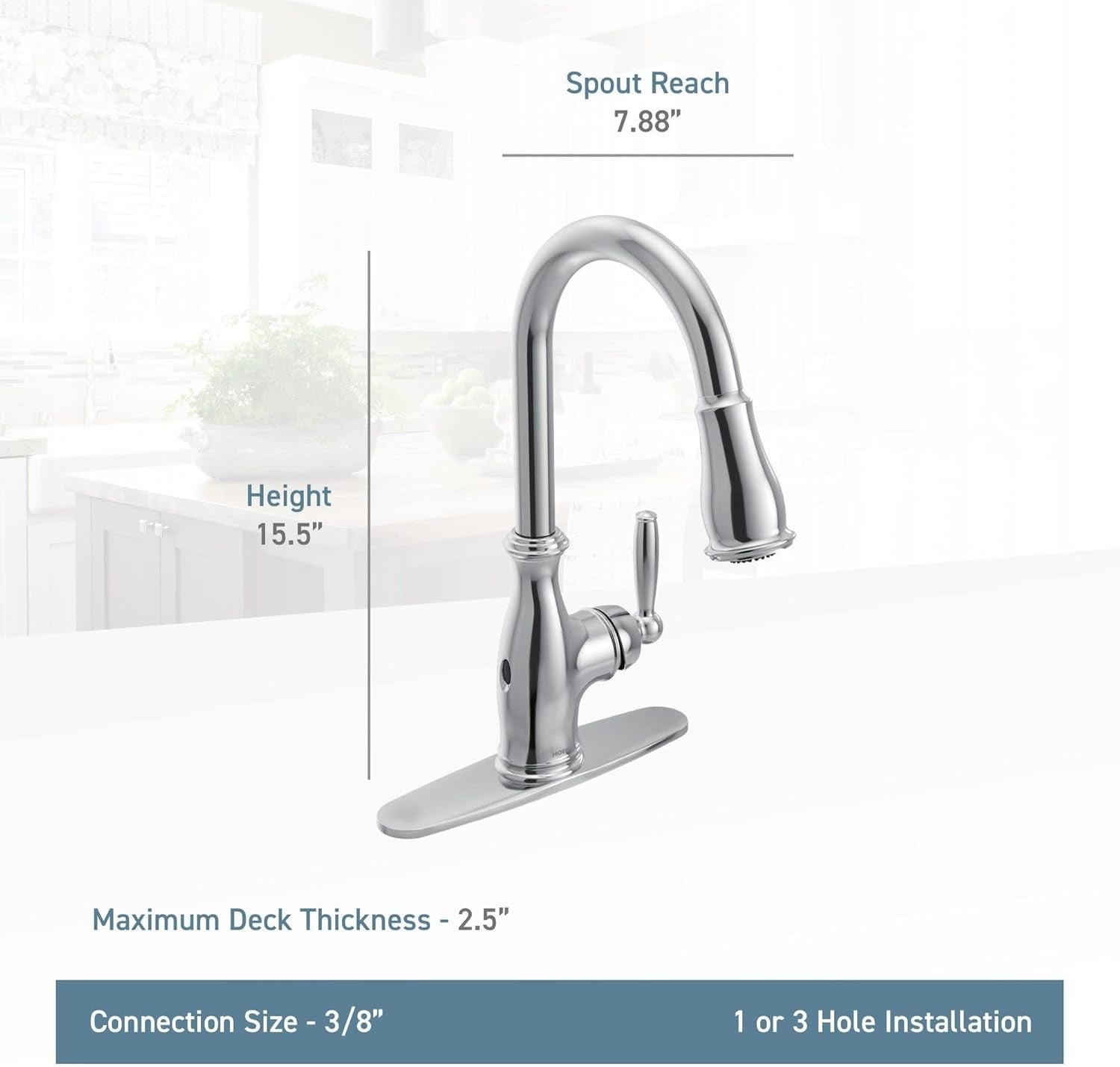 Moen 7185EWSRS Brantford 1.5 GPM Pull Down Kitchen Faucet Stainless Touchless