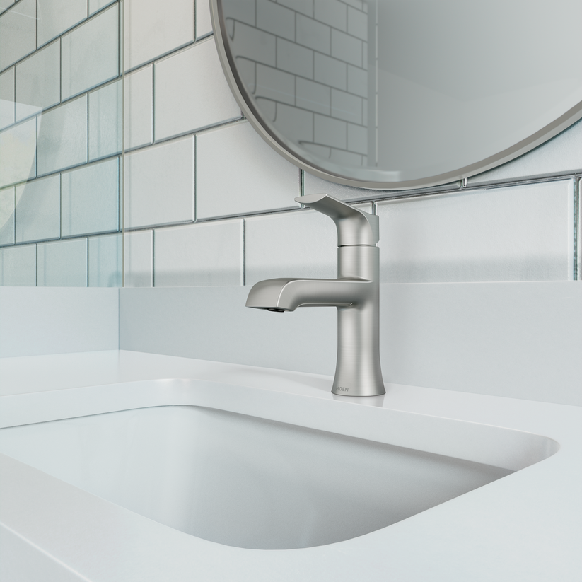 Moen Liso 84540SRN 1-Handle Bathroom Sink Faucet - Spot Resist Brushed Nickel