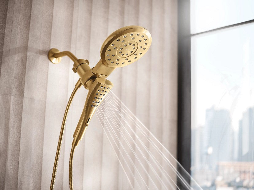 Moen 220C3BG Verso Rain Head & Magnetic Hand Shower Combo - Brushed Gold