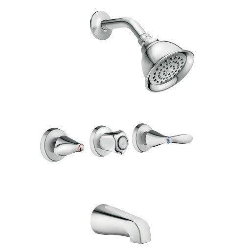 Moen Adler 82663 Chrome Standard 3-Handle Bathtub & Shower Faucet with Valve