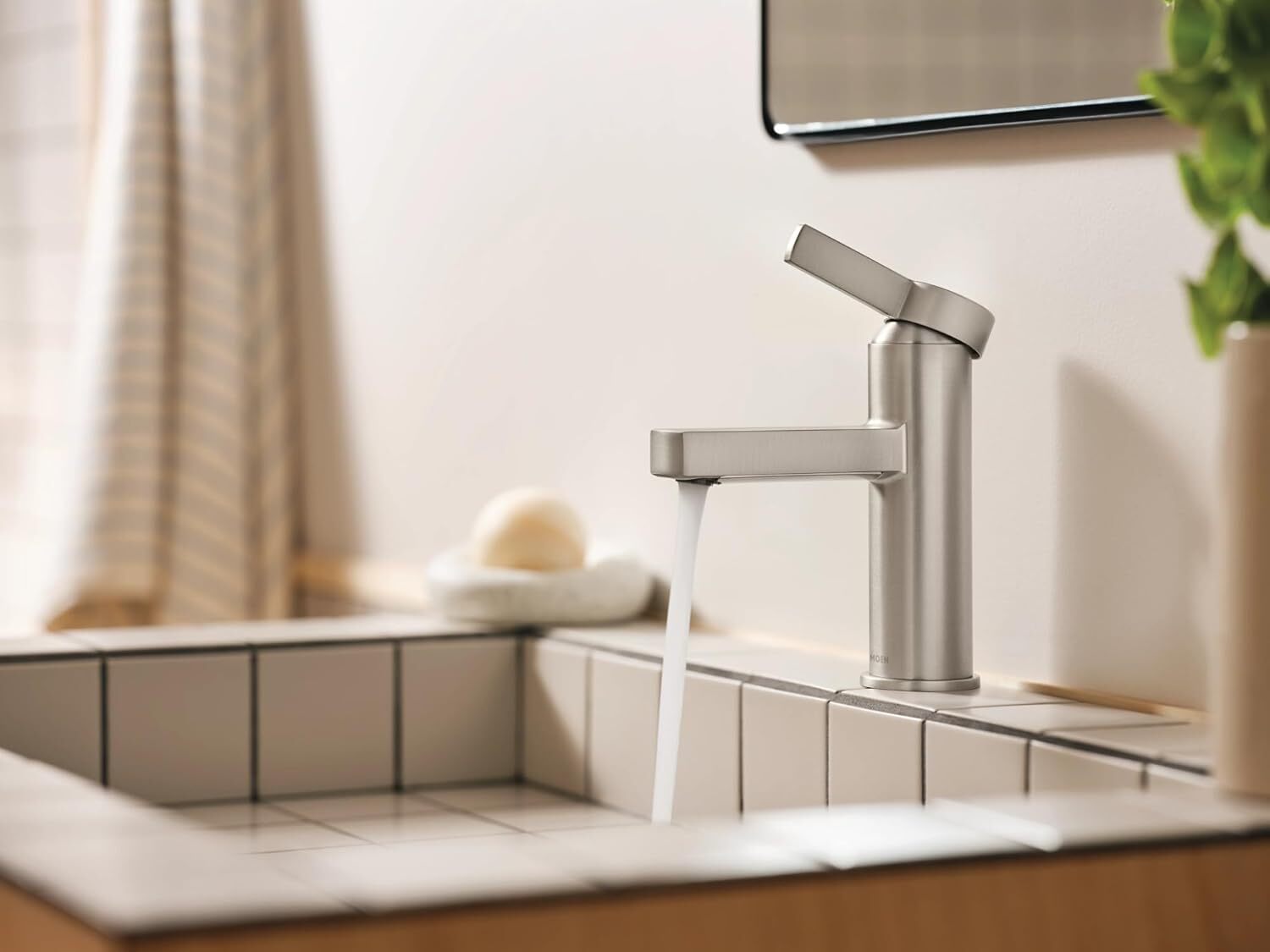 Moen 84774SRN Beric 1-Hole/Centerset Modern Bathroom Faucet - Brushed Nickel